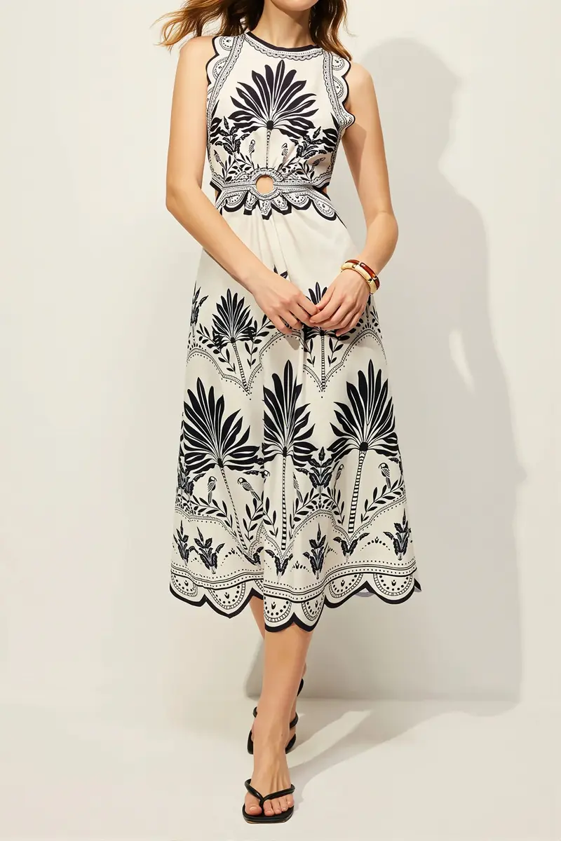 Damen Maxikleid Mit Blumenmuster Und A Linie