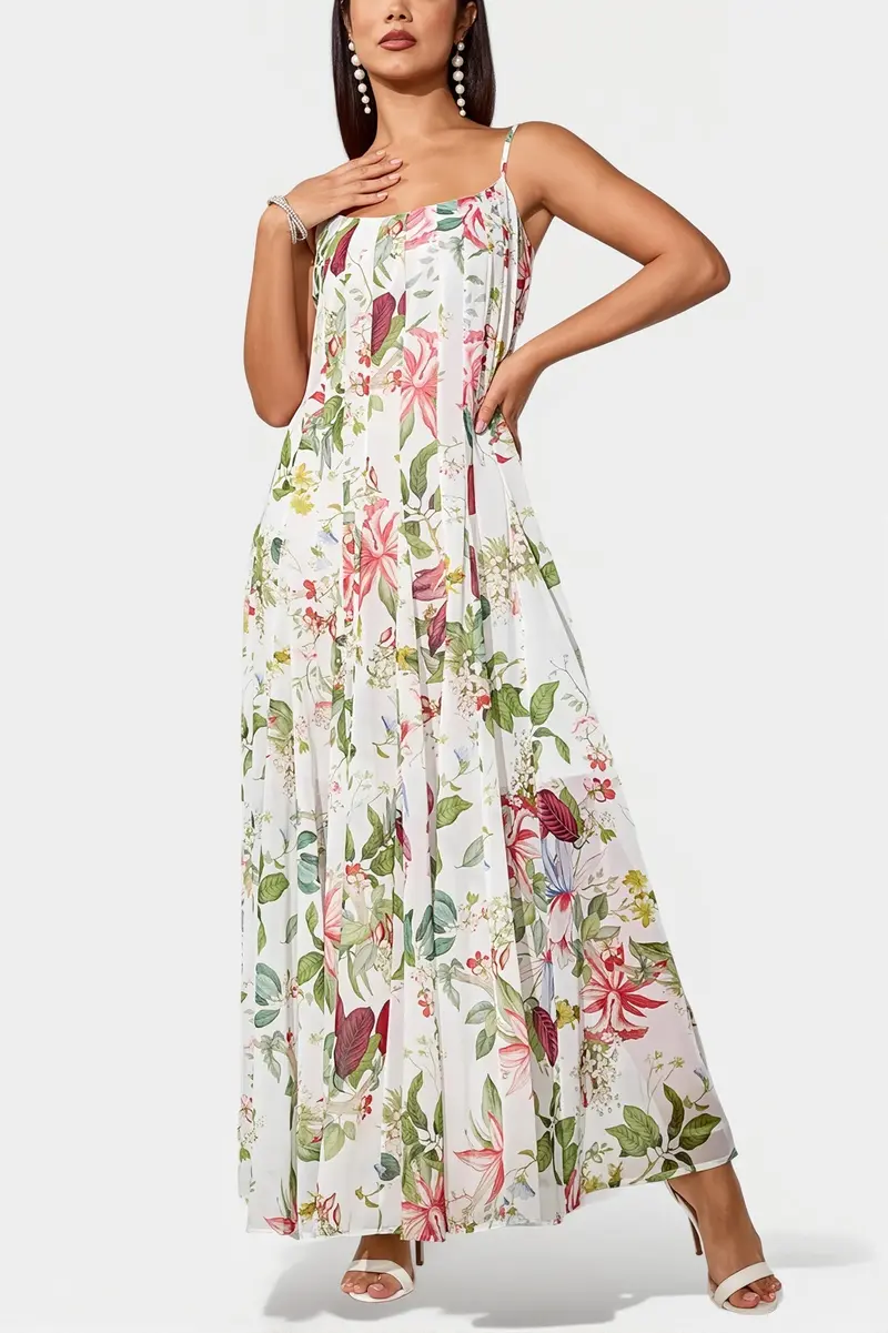 Damen Maxikleid Mit Blumenprint Und A Linie