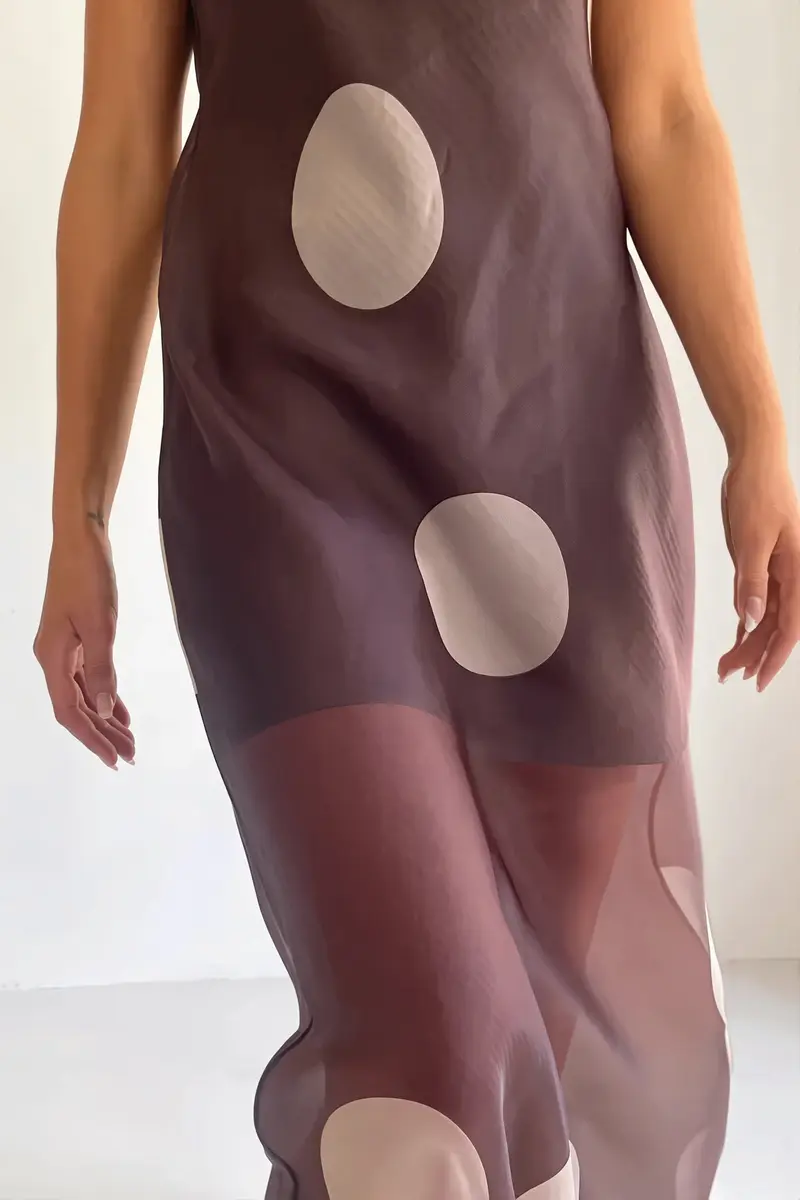 Damen Maxikleid Mit Punkten Und Schulterfreiem Slim Fit