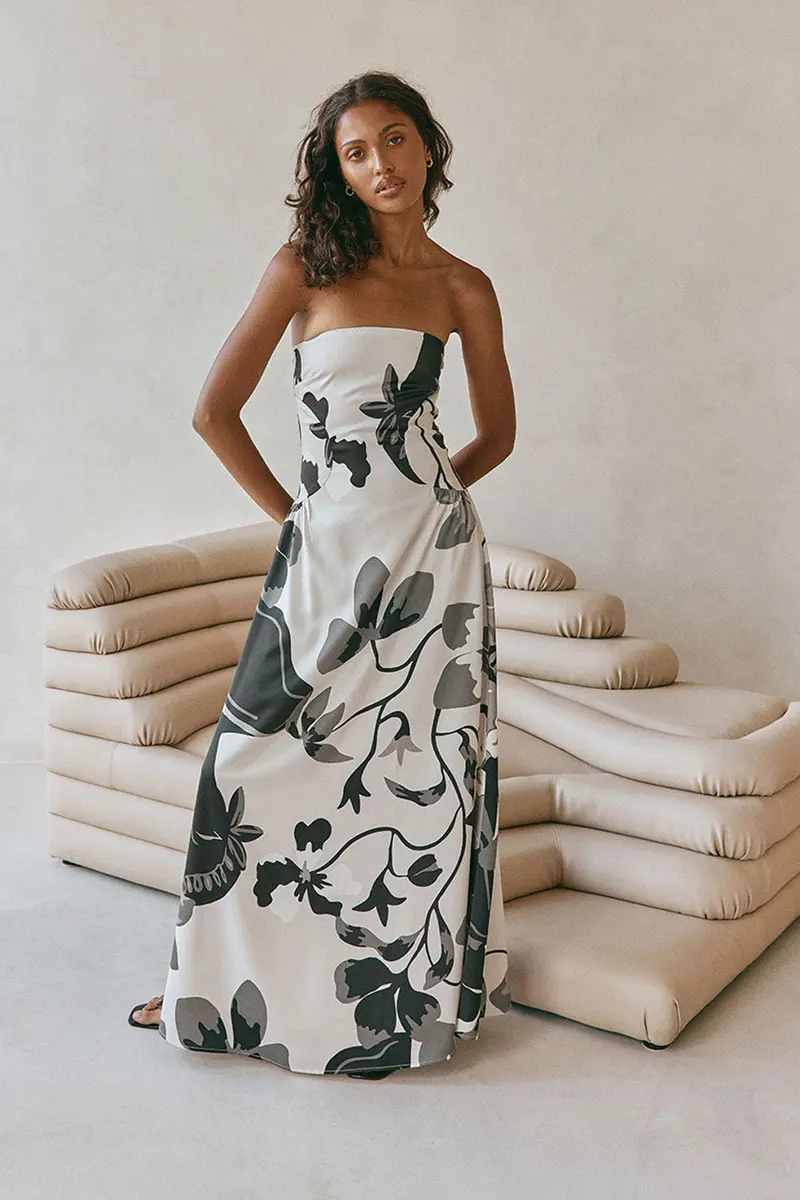 Damen Midikleid Mit Muster