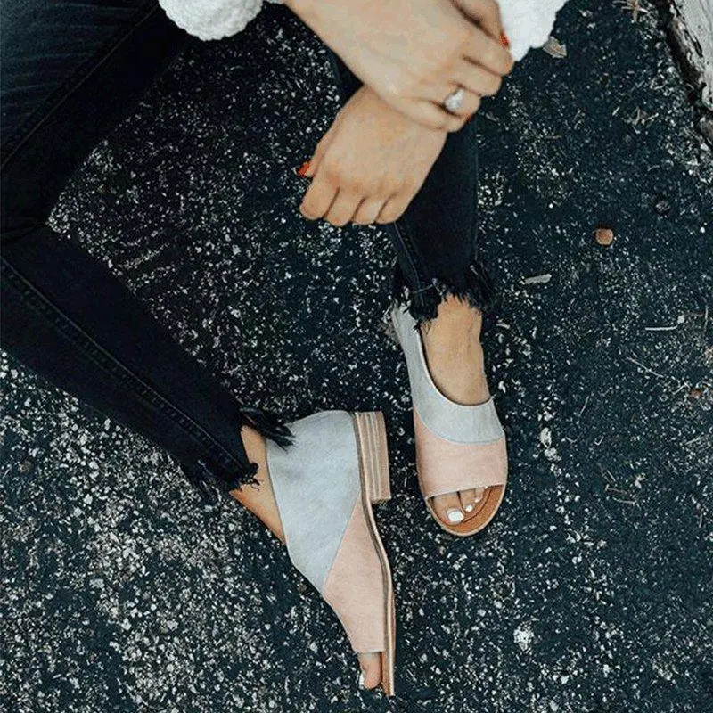 Damen Sandalen Zweifarbig Mit Cut Outs Offene Spitze