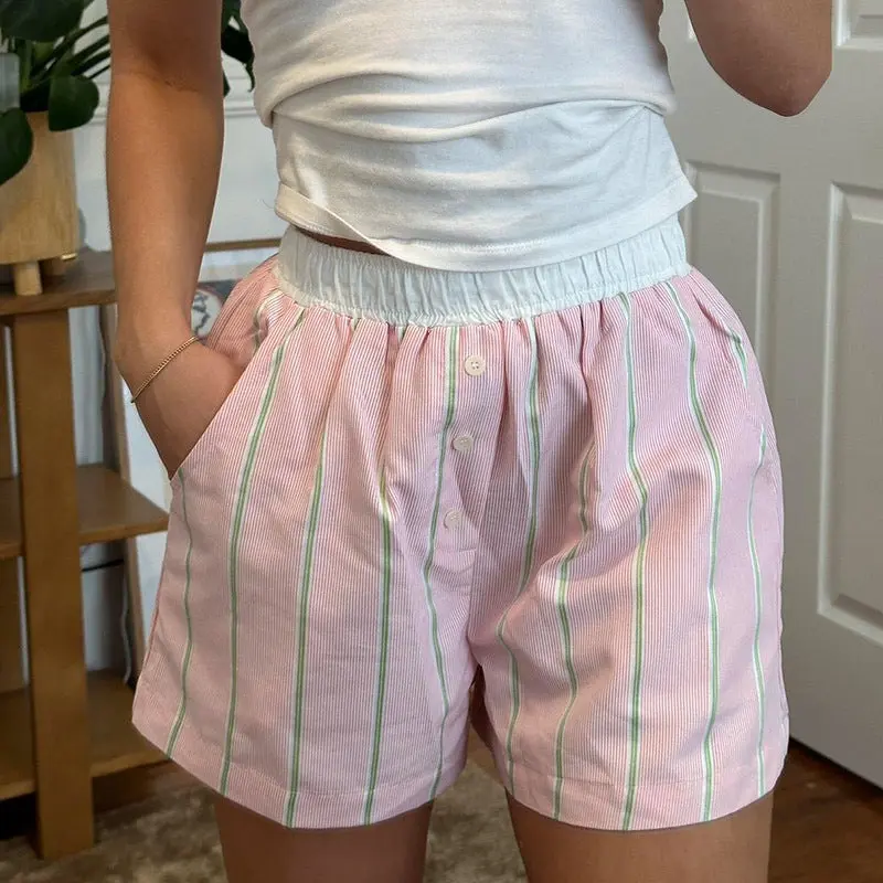 Damen Shorts Mit Colorblock Streifen Und Elastikbund