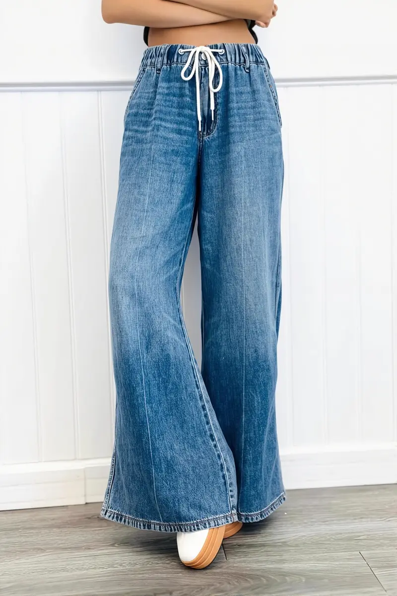 Damen Straight Leg Jeans Mit Waschung Und Hohem Bund