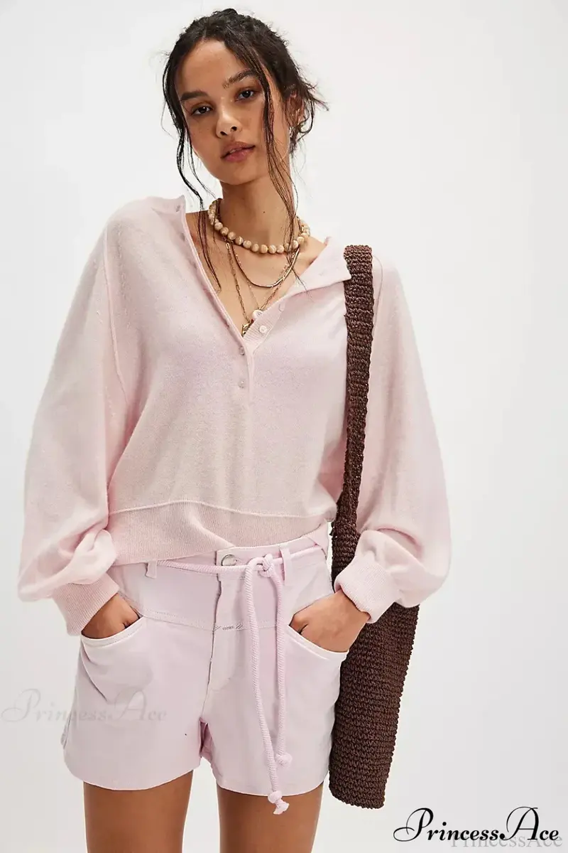 Damen Strickpullover Mit V Ausschnitt Und Knopfleiste
