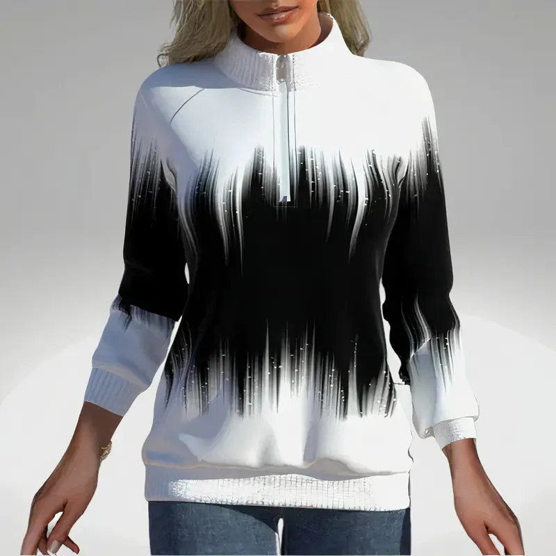 Damen Sweatshirt mit Reißverschlusskragen – Elvira