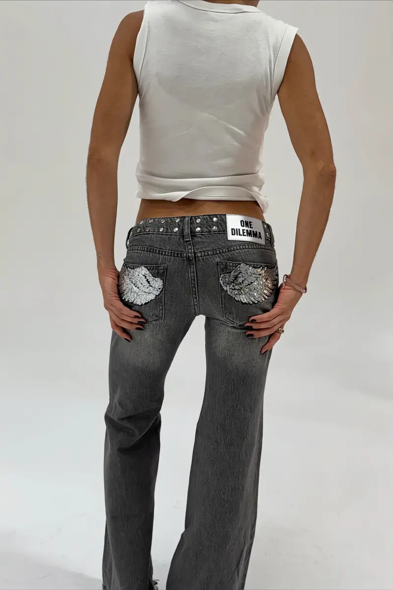 Damen Wide Leg Jeans Mit Patchwork Aus Baumwolle