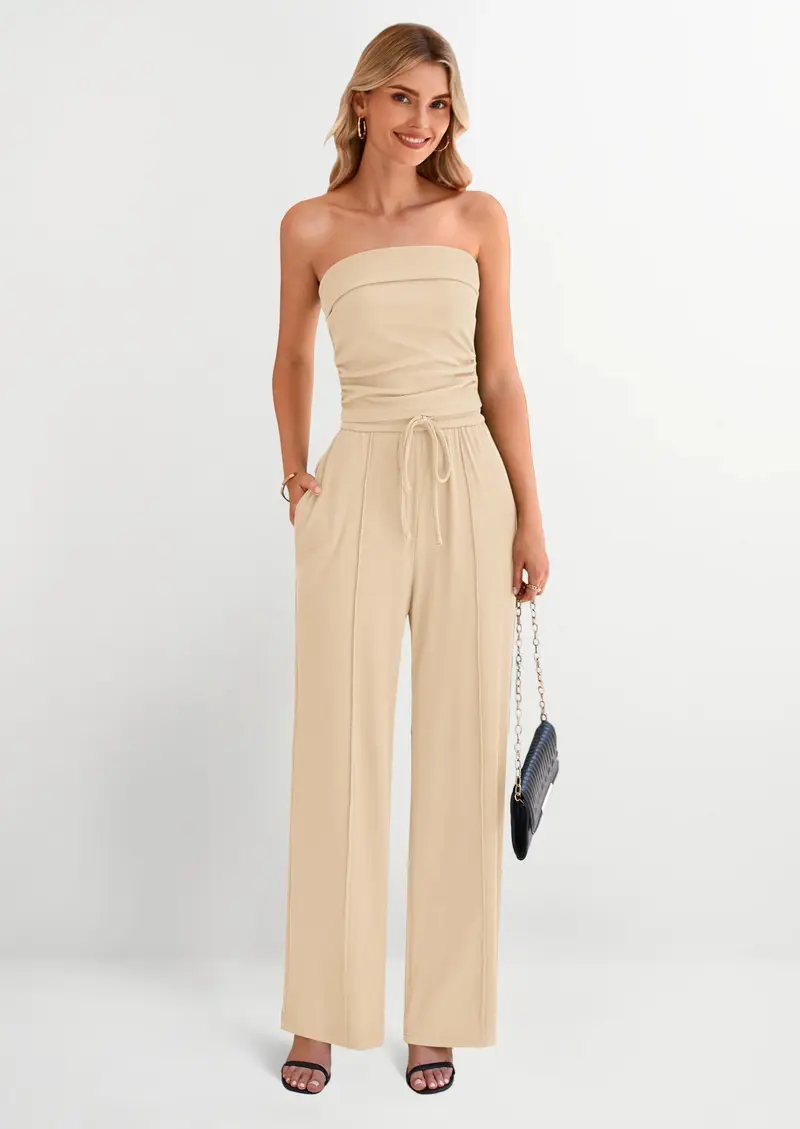 Damen Zweiteiler Rippstrick Weites Hosen Set