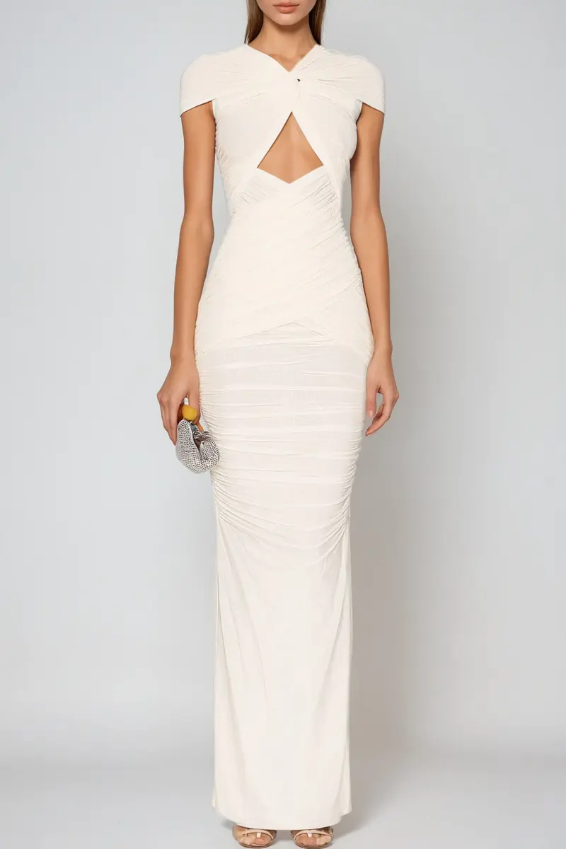Danai Cutout Ruch Maxi Dress