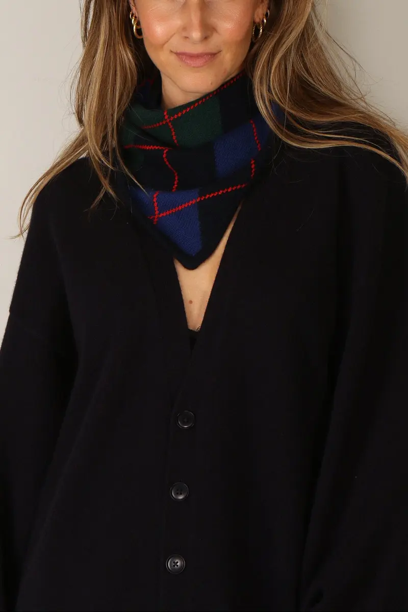 &Daughter - Sjaal - Argyle Foulard - Dark Navy / Holly / Smalt / Poppy