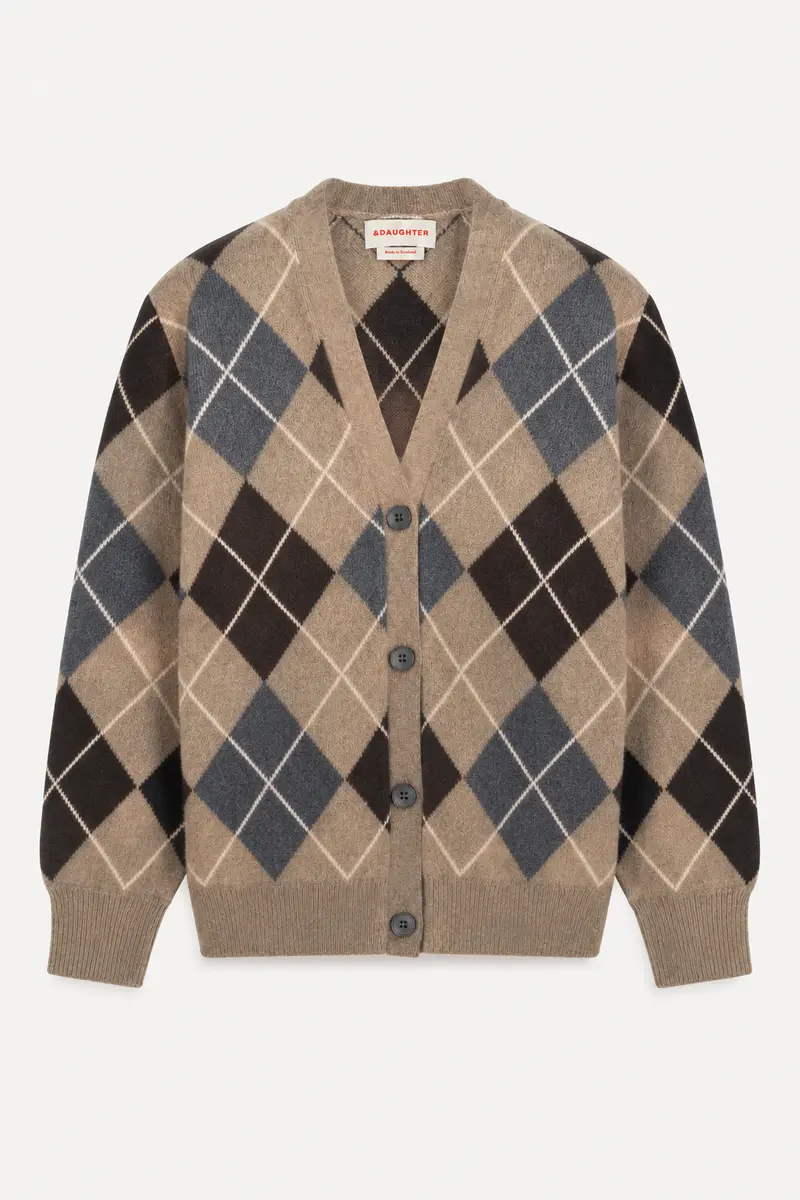 &Daughter - Vest - Ava Argyle Cardigan - Dark Natural / Porcupine / Grey