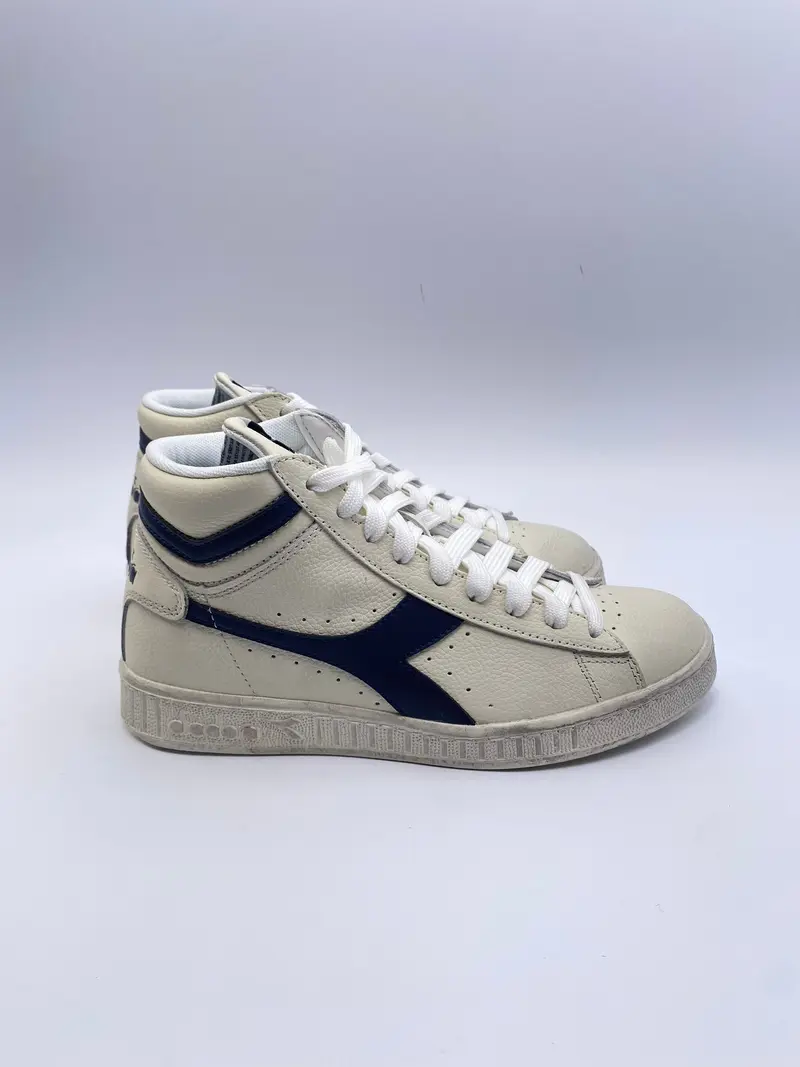 Diadora L High Waxed - white/blue caspian sea