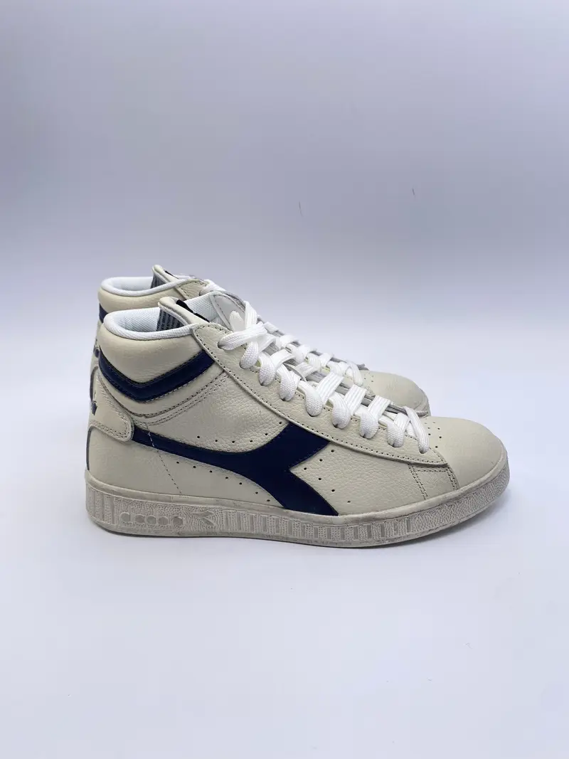 Diadora L High Waxed - white/blue caspian sea