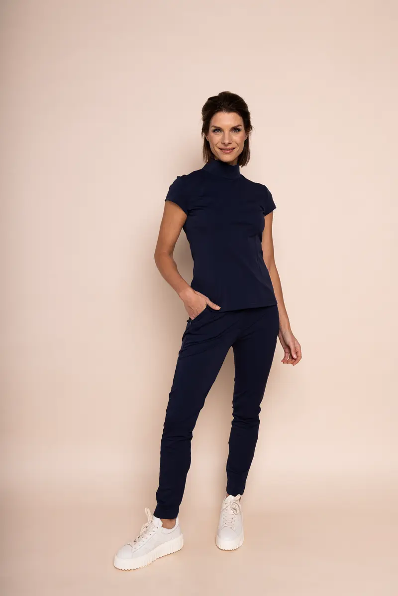 DONNA CAP SLEEVE TRAVEL TOP - navy blue