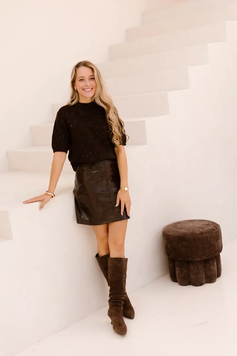 Doutzen leather skirt brown