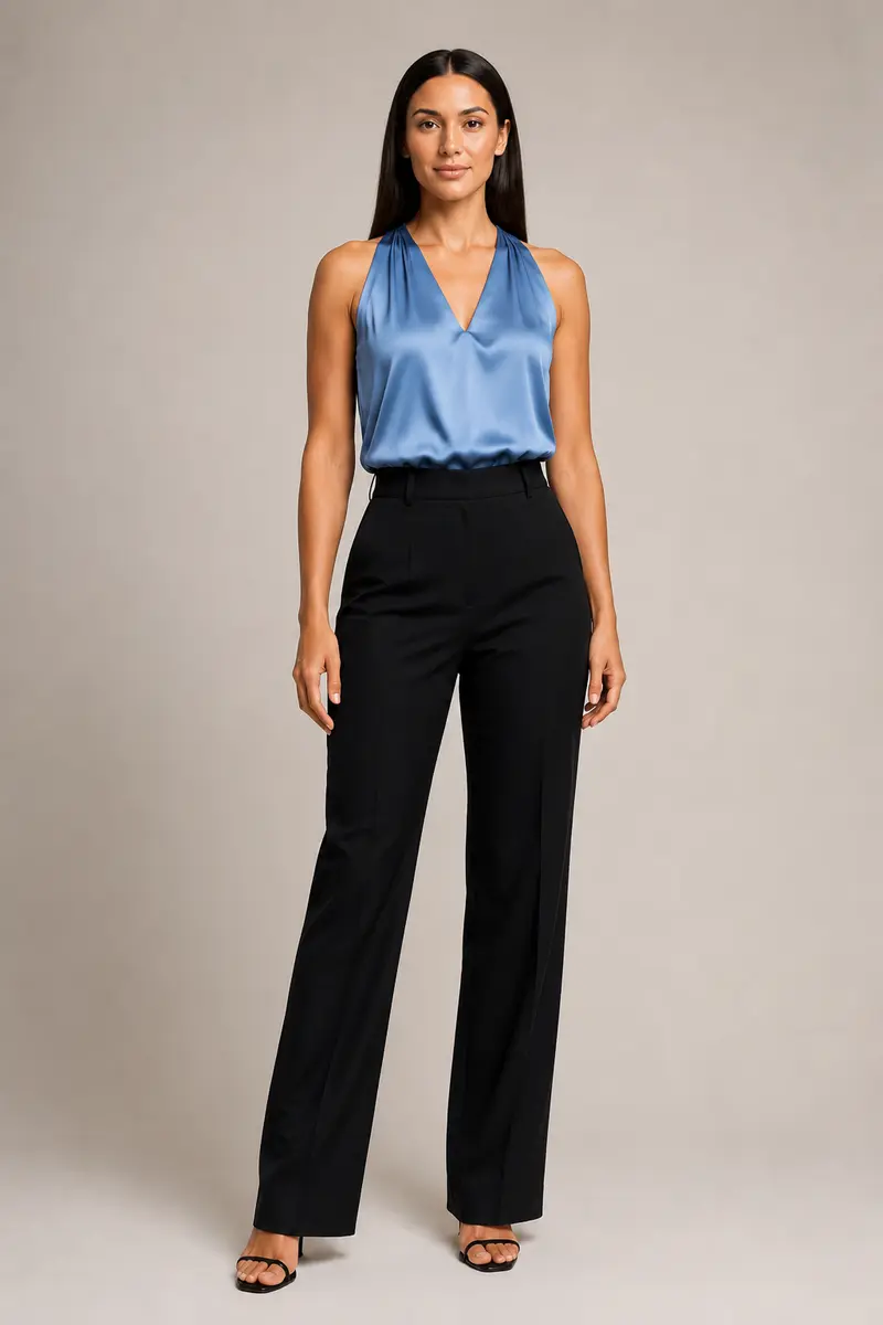 Draped Halter-Neck Blouse