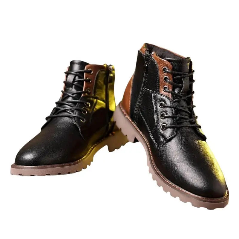 Dress Boots Men Zip-Up Leather Smart Durable Ankle Footwear