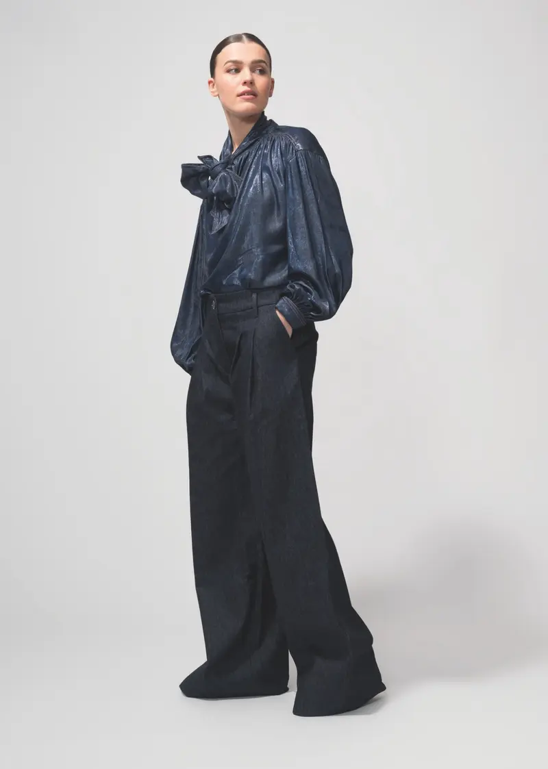 Dutchess equestrian blouse shiny denim