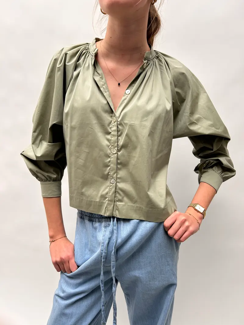Dutchess gauche blouse light khaki sage