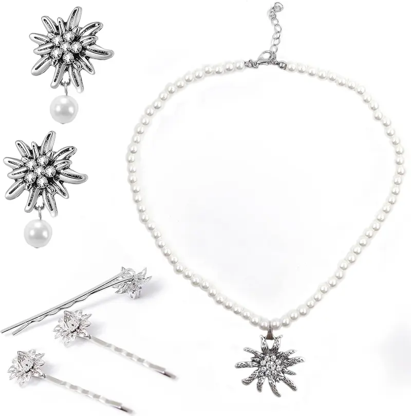 Edelweiß Schmuckset mit Perlen – TrachtenZauber | Shop Nory