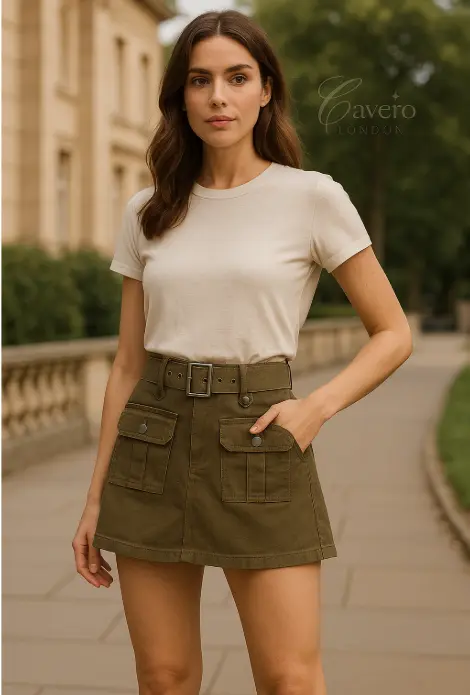 Élan Skirt™ – High-Waist A-Line Elegance in Denim"