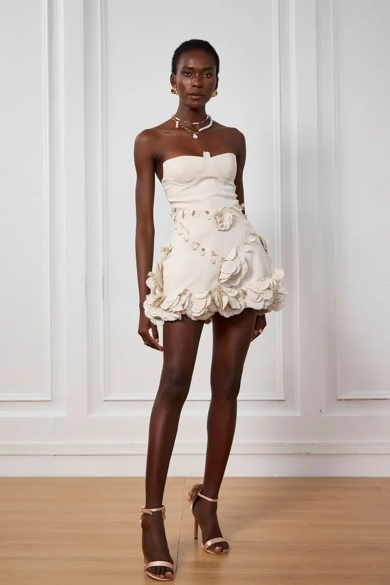 Eleanora Corset Flower Off Shoulder Mini Dress