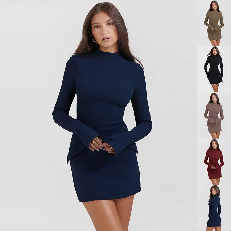Elegant Curve Long-Sleeve Bodycon Dress