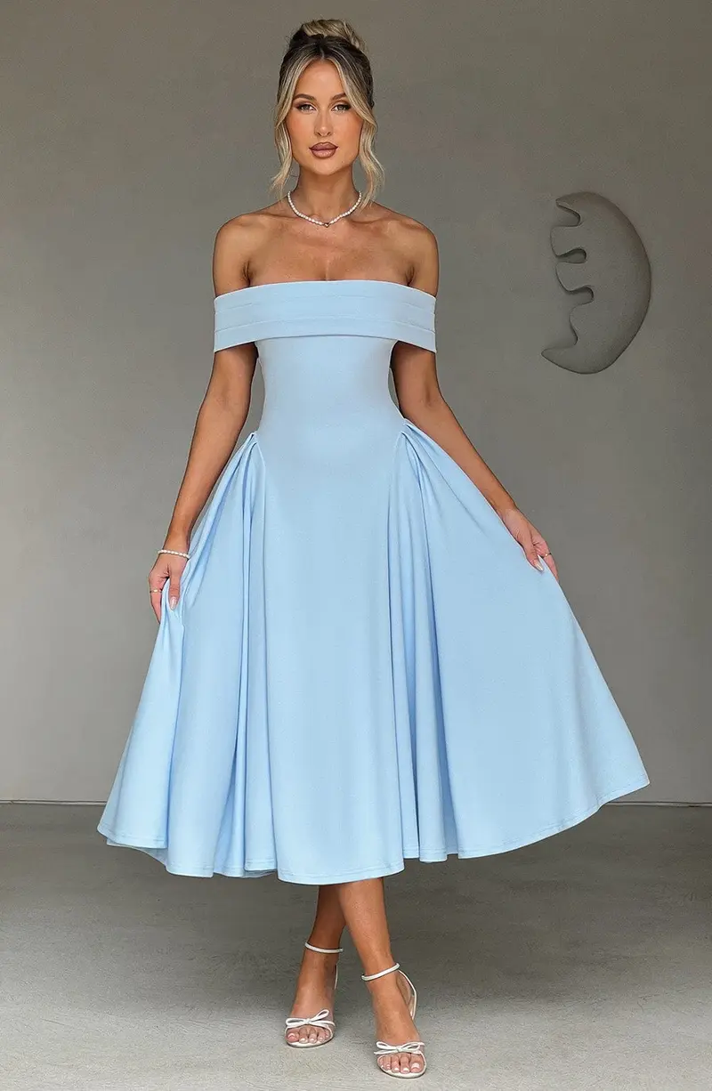 ELENA | Stilvolles Off-Shoulder Midi Kleid