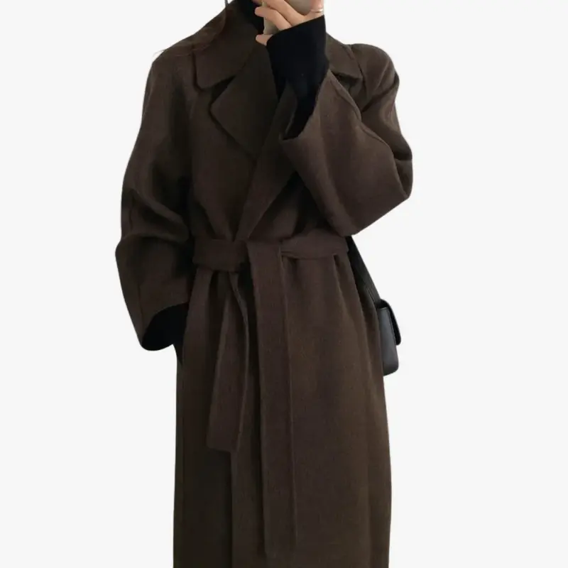 Elisa | Damen Lange Jacke mit Gürtel für Herbst