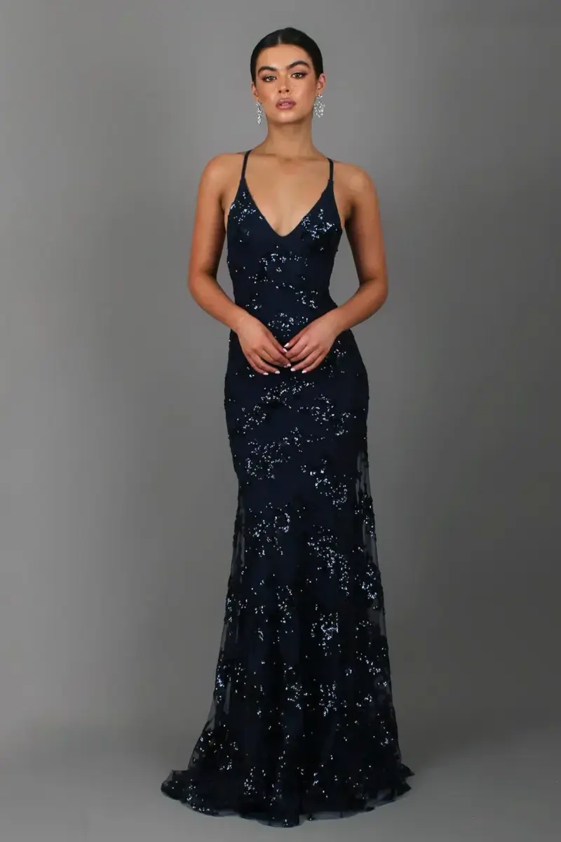 Elizabeth | Elegancka sukienka maxi damska z cekinami