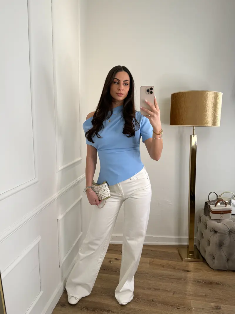 Ella wide jeans wit - extra lang mid waist stretch