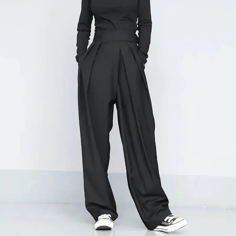 Eloise - Damskie spodnie garniturowe oversize z zapięciem na rzep