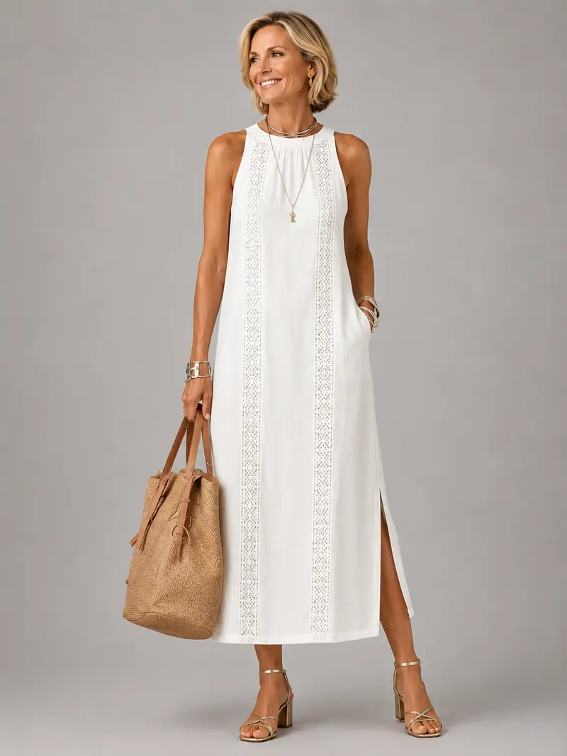 Emberly™ Relaxed Embroidered Midi Dress