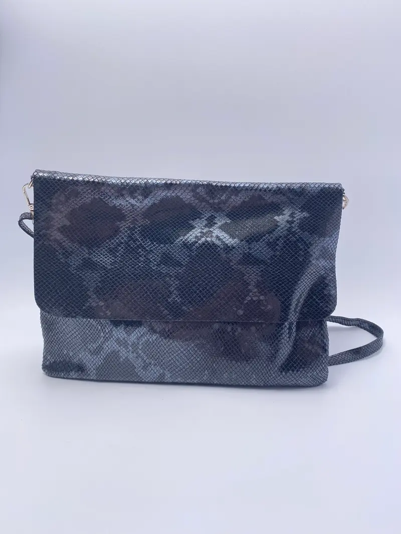 Envelope crossbody Bag in black leather print
