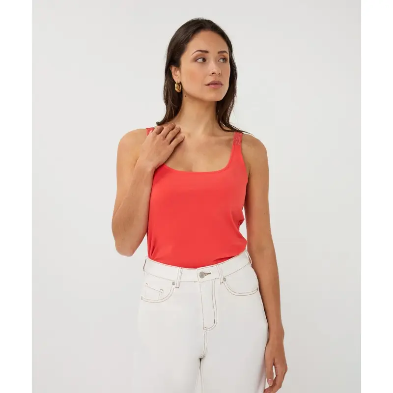 Esqualo top rood met glitter detail op bandjes Chili Red SP26.30010