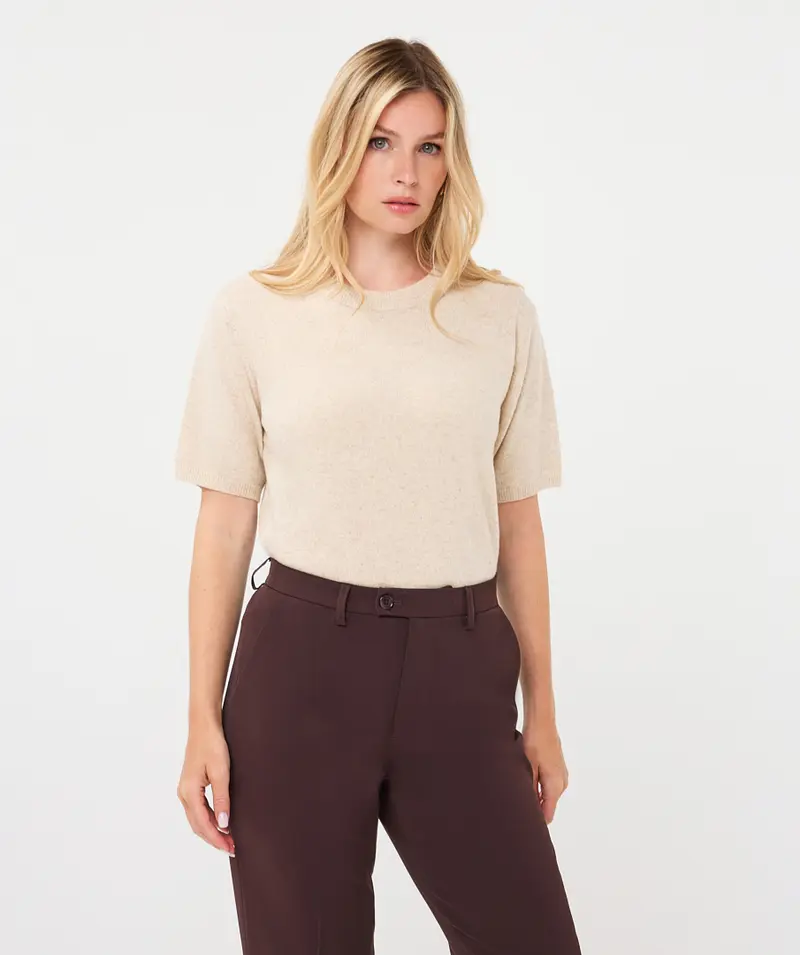 Esqualo zand kleur truitje met goud glitter detail model Sweater short sleeves light sand