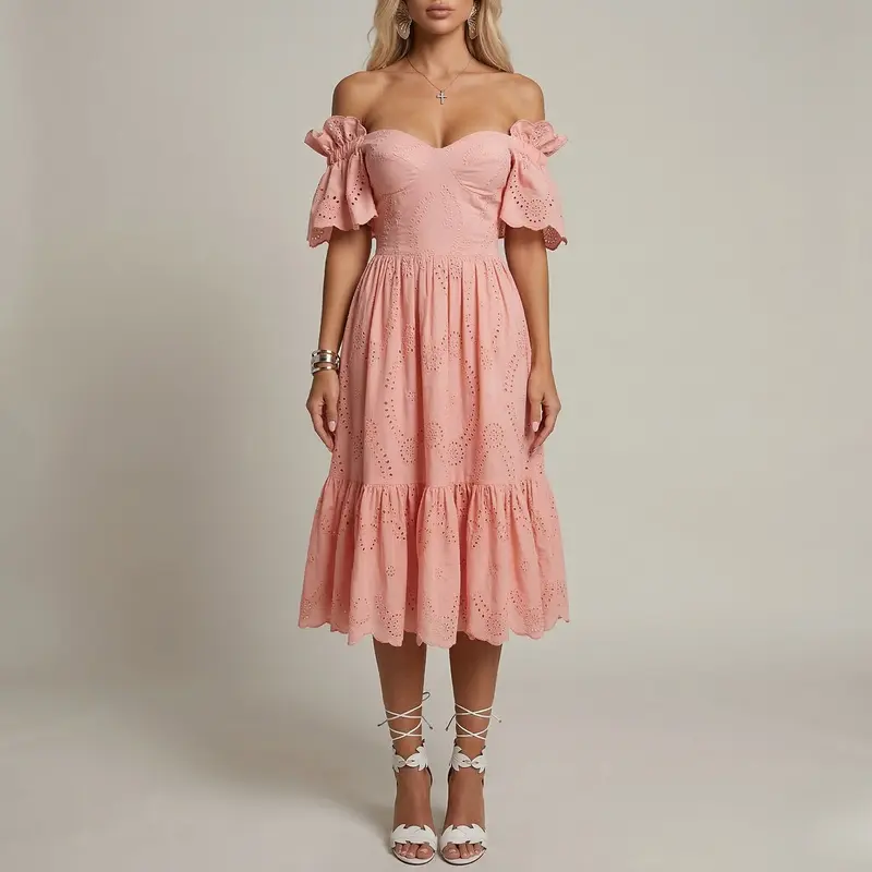 Etheldreda | Sukienka damska elegancka z odkrytymi ramionami