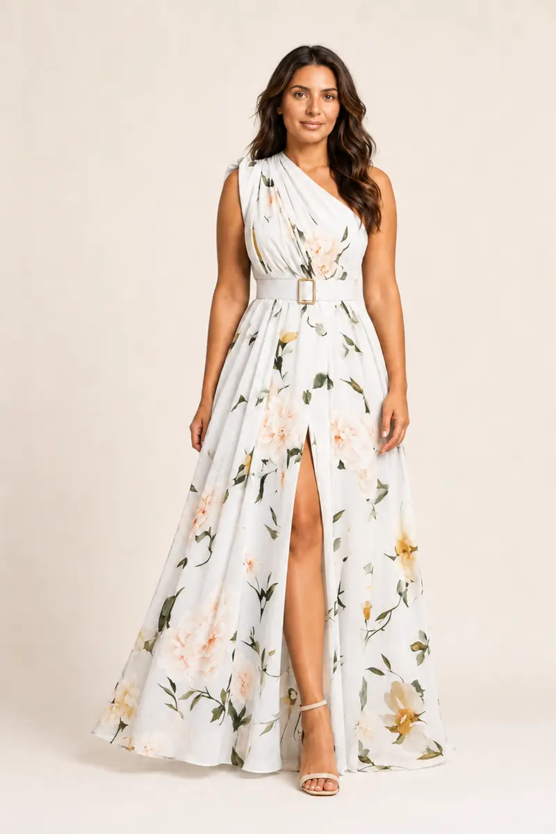 Floral One-Shoulder Maxi Dress
