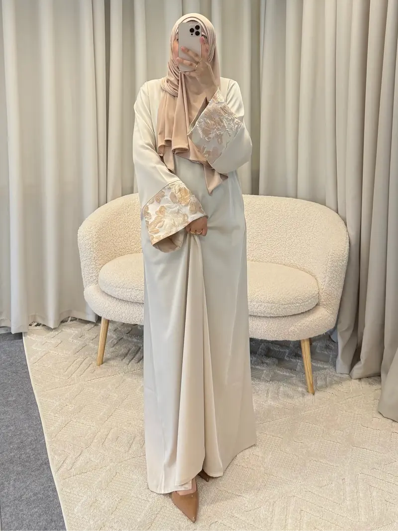 FLOWER ABAYA BEIGE