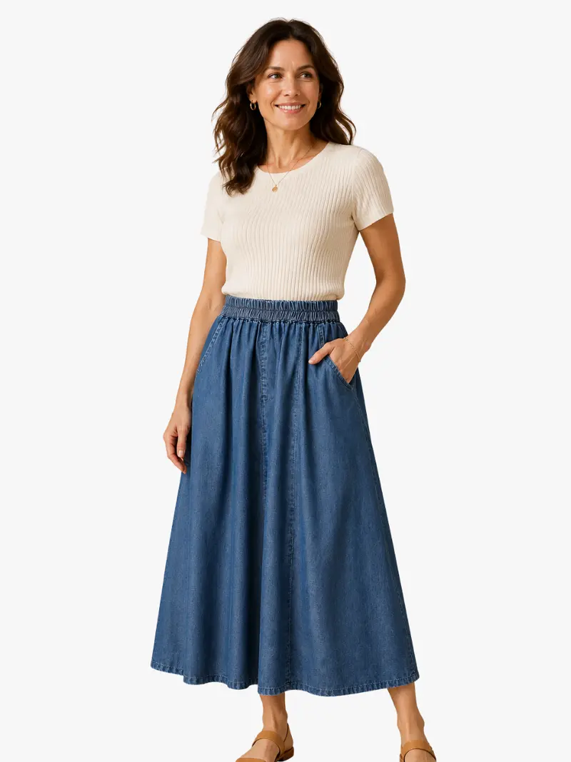 FLOWING DENIM SKIRT FOR WOMEN