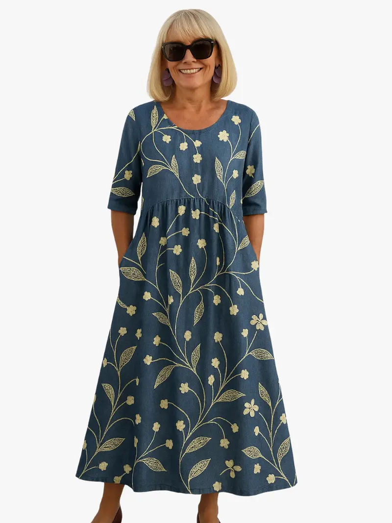 FLOWING PRINTED MIDI DRESS FOR WOMEN