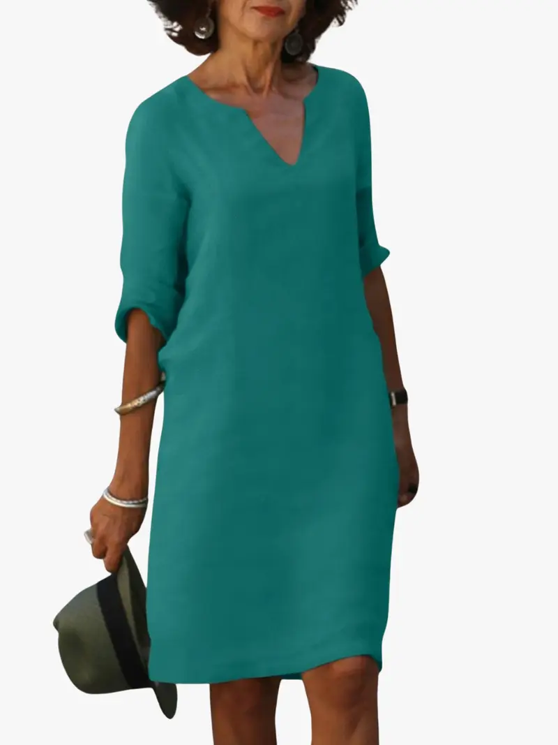 FLOWY V-NECK MIDI DRESS FOR WOMEN