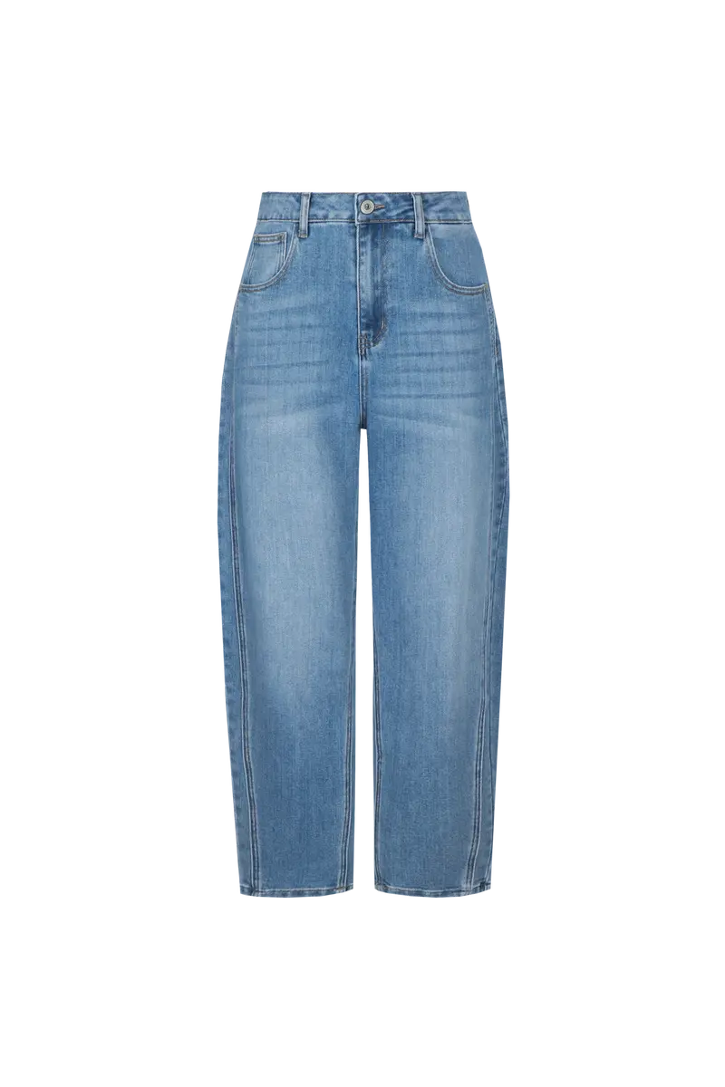 Fluresk jeans blauw barrel fit model Malti Pants Denim mid blue