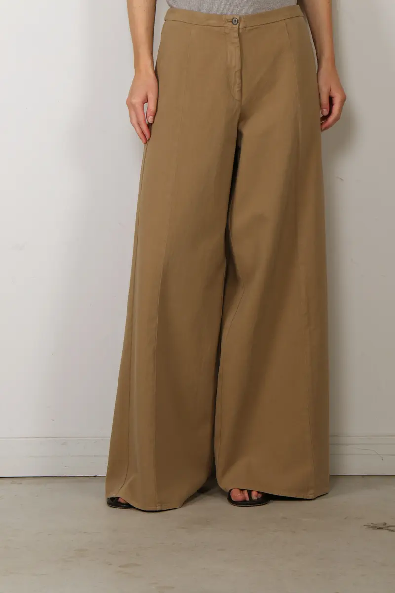 Forte_Forte - Broek - Fluid Cotton Twill Wide Leg - Cumino
