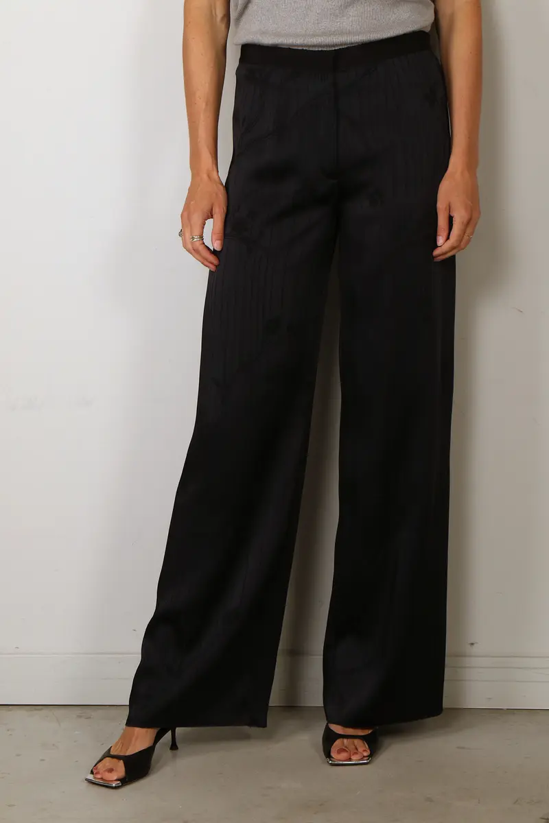 Forte_Forte - Broek - "The Lotus" Fluid Jacquard High Waist Pants - Notte