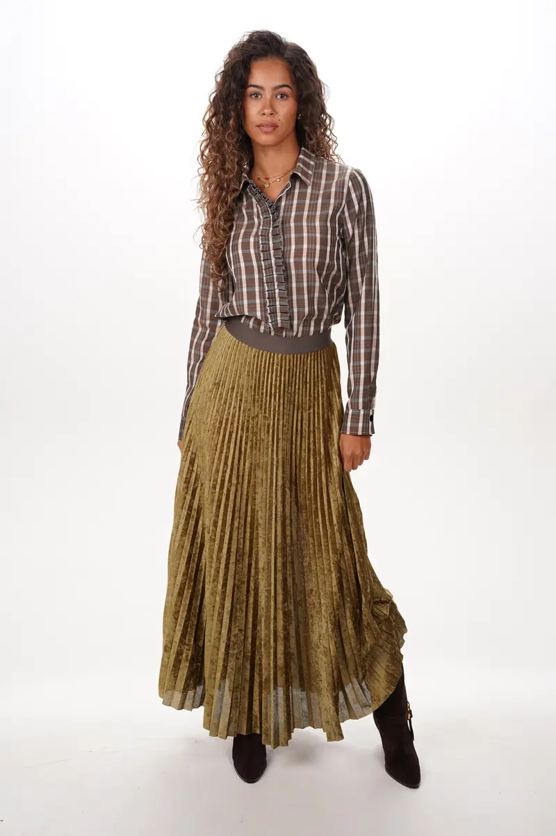 FORTE FORTE Skirt Soleil plisse flocked stretch tulle midi
