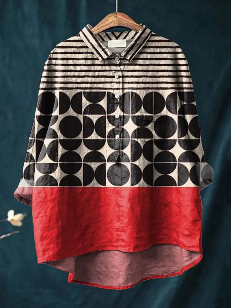 Freya™ | Artistry Geometric Pattern Printed Women's Casual Shirt