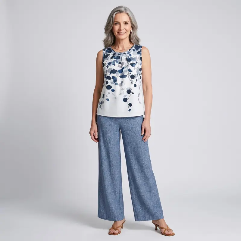 Gabriella | Pleated Leaves Print Set