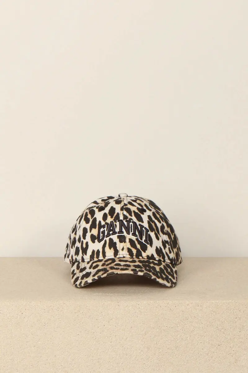 Ganni - Pet - Washed Cotton Canvas Cap - Leopard