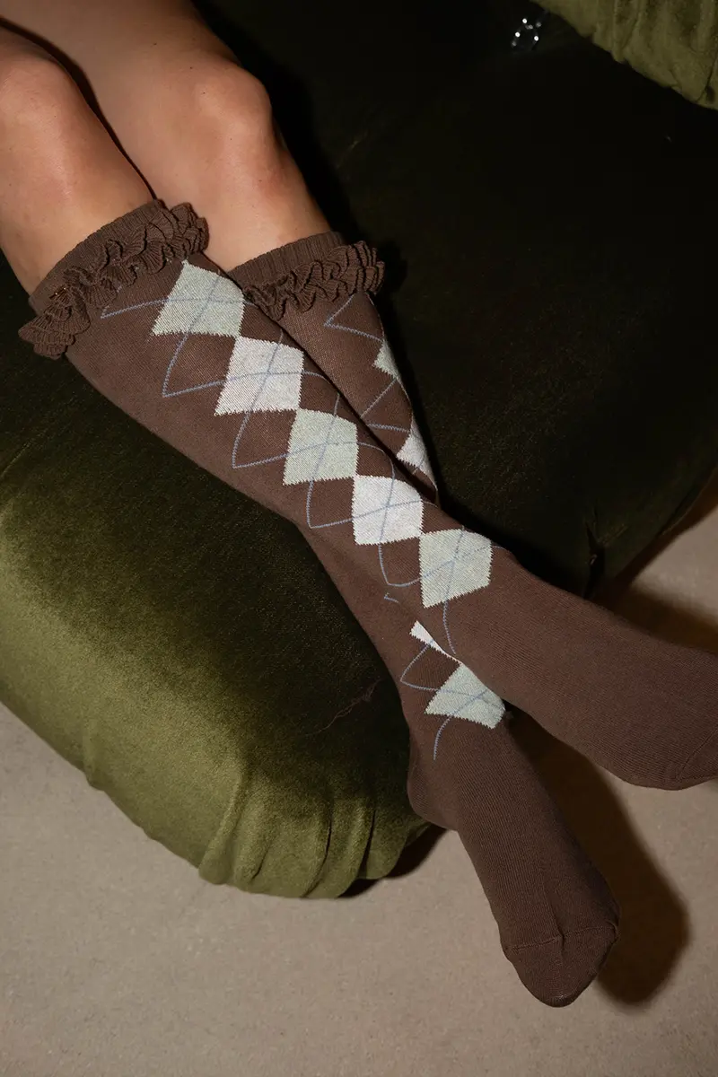 Ganni - Sokken - Argyle Socks - Chicory Coffee