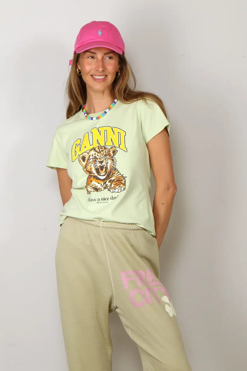 Ganni - T-Shirt - Basic Cotton Jersey Baby Fit Tiger - Seedling